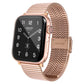 Rose gold tone wide link steel watch band with clasp