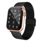 Black braided link steel watch band with clasp and adjustment holes