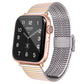 Steel replacement watchband for Apple Watch, rose gold and silver striped metal mesh