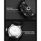Dual time digital sport watch close-up of side buttons and stainless steel back cover