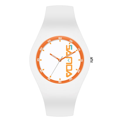 SANDA 6076 Simple Scale Round Dial Ladies Silicone Strap Quartz Watch