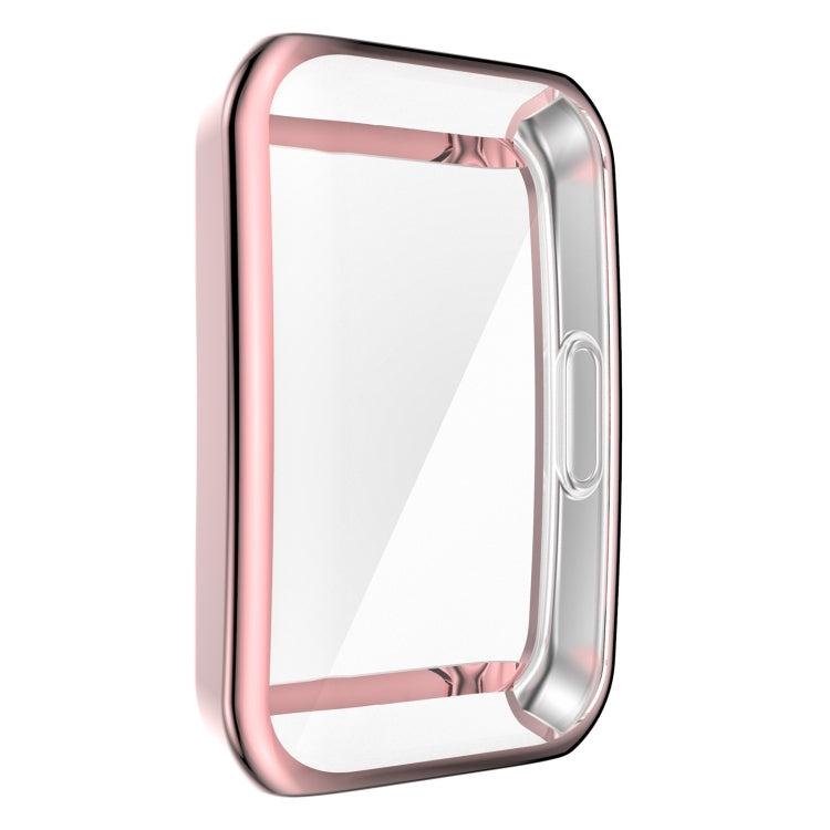 Full coverage TPU protective case cover, pink rose border, clear front and open sides