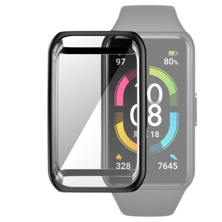 Full coverage TPU protective case cover, black border, transparent front for fitness tracker