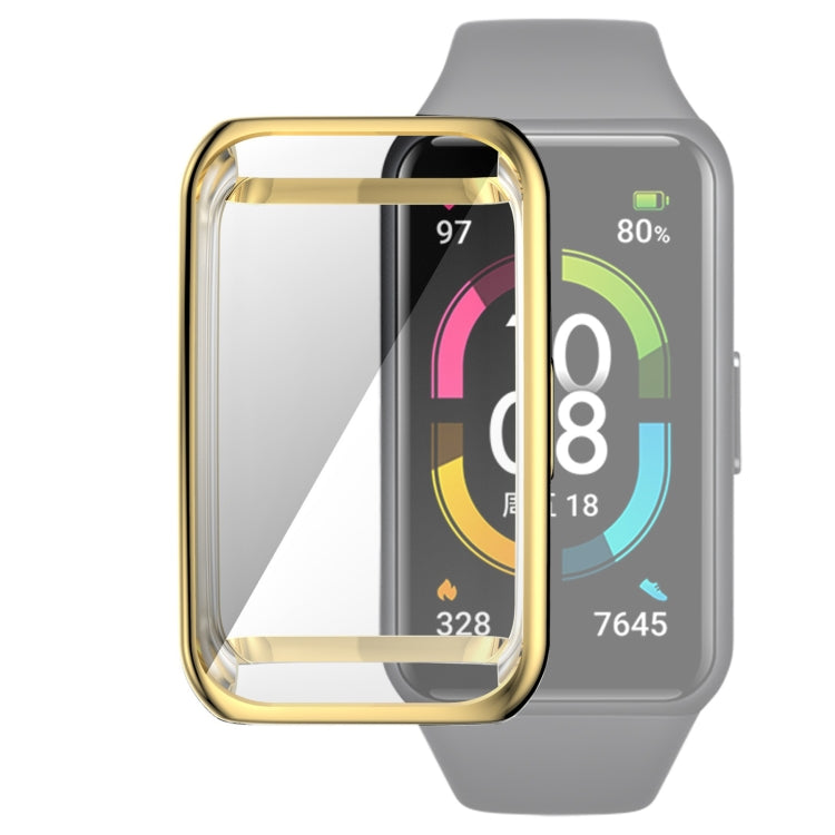 Full coverage TPU protective case cover, gold border, transparent front