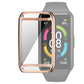 Full coverage TPU protective case cover for fitness tracker, pink rose border, transparent front