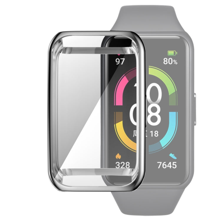 Full coverage TPU watch case cover with transparent window and shiny metal electroplated rim