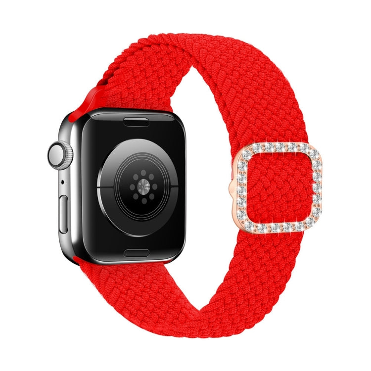 Adjustable Nylon Braided Elasticity Diamond Buckle Replacement Strap Watchband For Apple Watch Series, 7 & 6 & SE & 5 & 4 40mm/3 & 2 & 1 38mm, 7 & 6 & SE & 5 & 4 44mm/3 & 2 & 1 42mm
