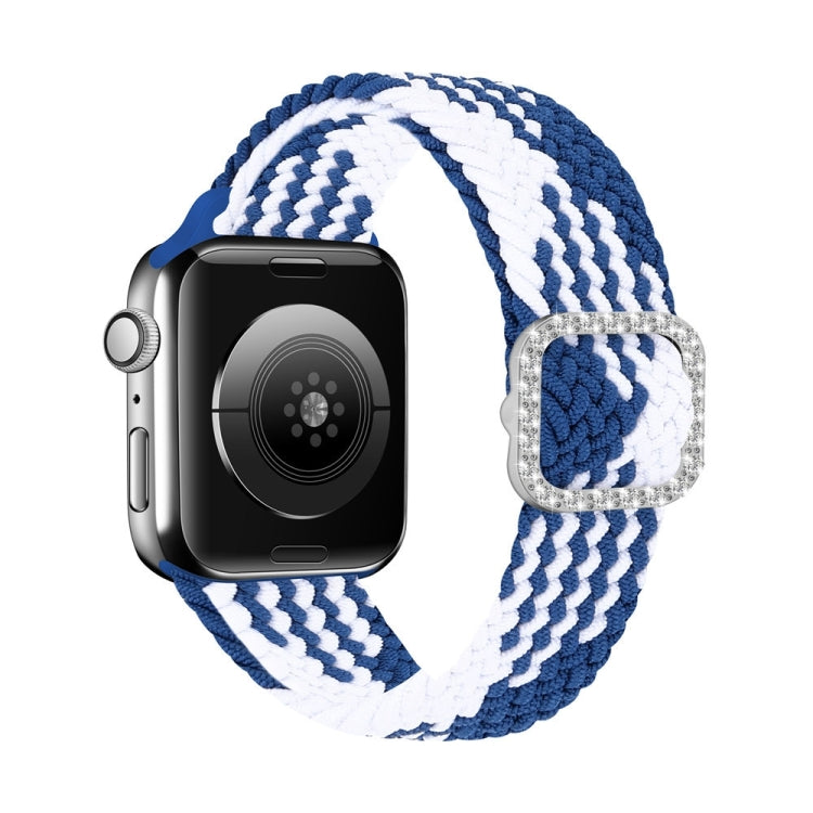 Adjustable Nylon Braided Elasticity Diamond Buckle Replacement Strap Watchband For Apple Watch Series, 7 & 6 & SE & 5 & 4 40mm/3 & 2 & 1 38mm, 7 & 6 & SE & 5 & 4 44mm/3 & 2 & 1 42mm
