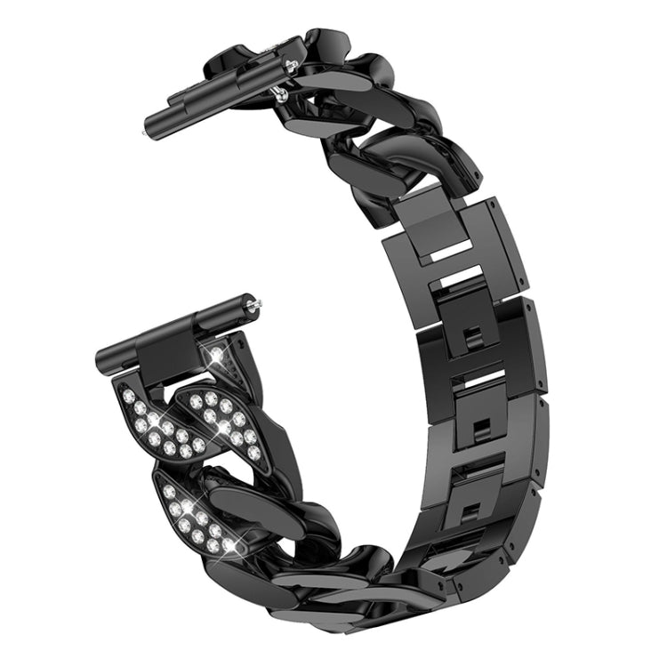 22mm Universal Single Row Diamonds Denim Chain Replacement Watchband, For Garmin Vivoactive 4 / Venu 2