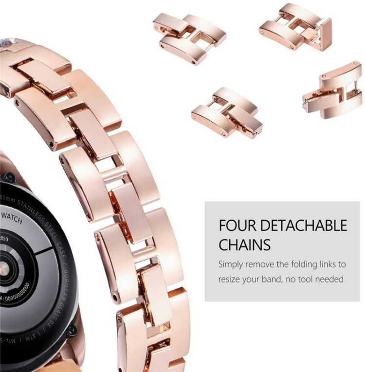 Rose gold folding metal watchband with detachable link segments for easy resizing