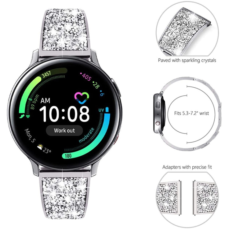 Silver crystal watch band with adapter pieces for precise fit and sizing support