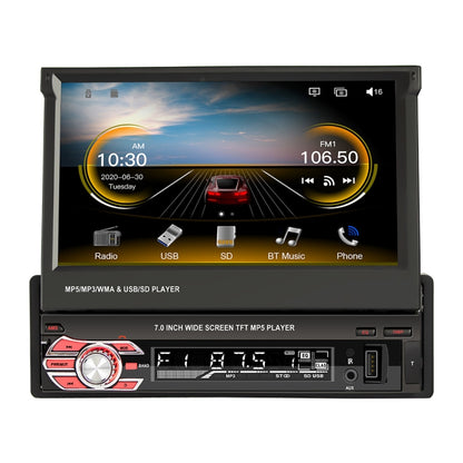7 inch in-dash car MP5 player touchscreen with control panel and retractable screen frame