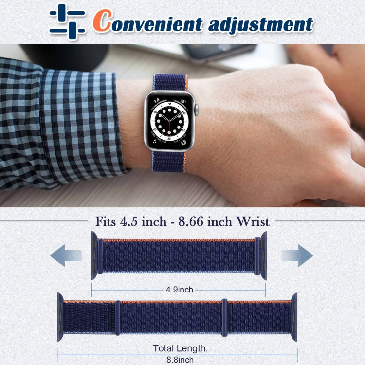 Hook and Loop Fastener Dual Section Replacement Watchband For Apple Watch Series, 7 41mm / 6&SE&5&4 40mm / 3&2&1 38mm, 7 45mm / 6&SE&5&4 44mm / 3&2&1 42mm