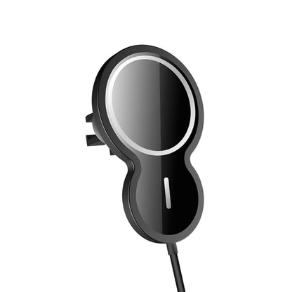 Black inverted gourd-shaped wireless car charger magnetic phone holder with circular pad