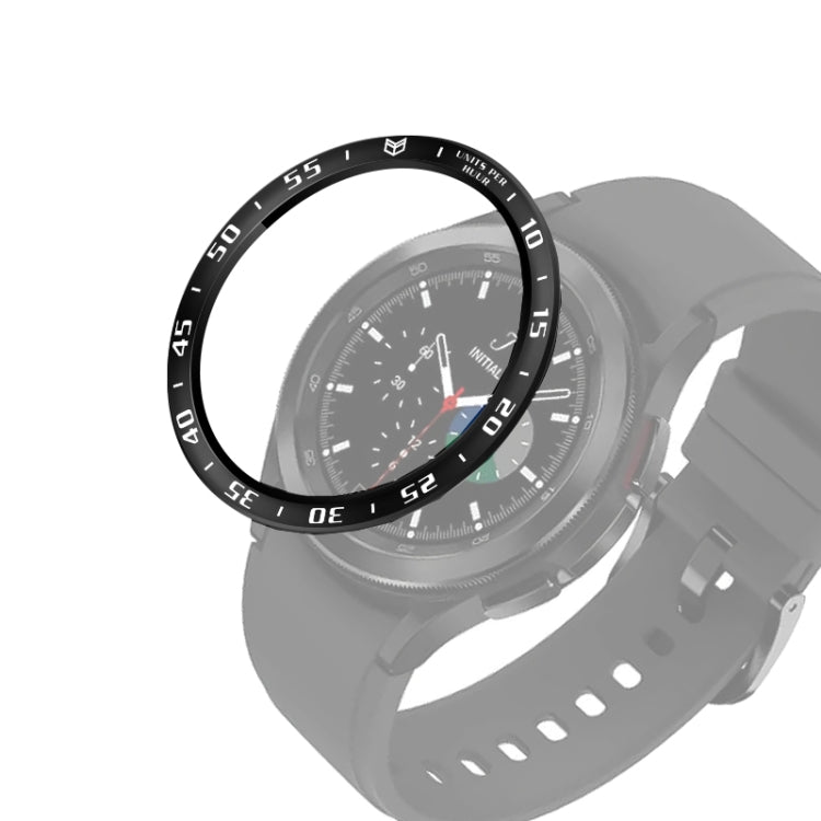 Black smartwatch bezel ring with white engraved minute track around the smartwatch face