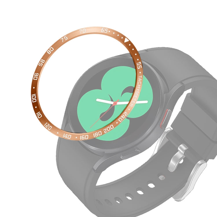 Smartwatch bezel ring attachment on black watch with rose-gold bezel and green clockface