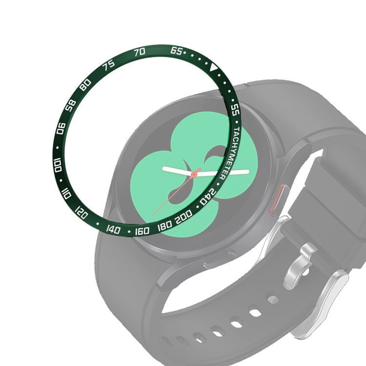 Smart watch with green bezel ring and mint watch face, gray silicone strap