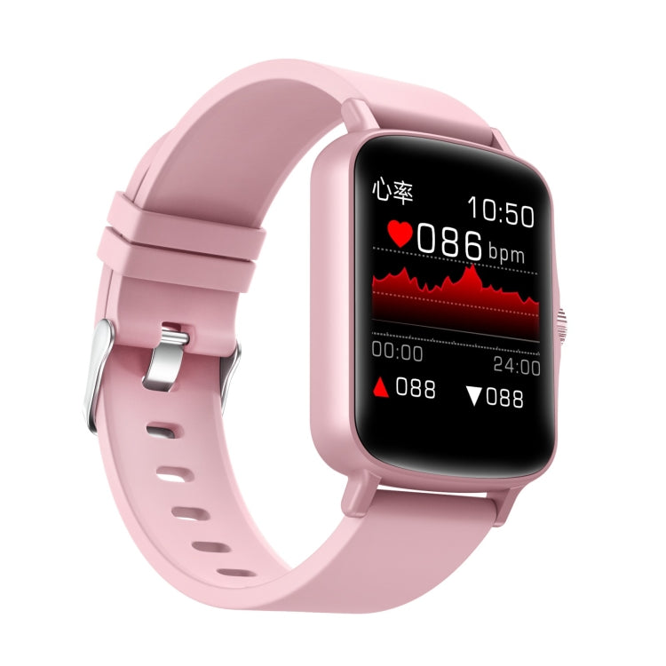 Pink smartwatch with heart-rate display and heart icon on the screen