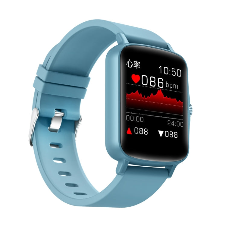 Blue smartwatch with heart-rate graph and time 10:50 on the touchscreen