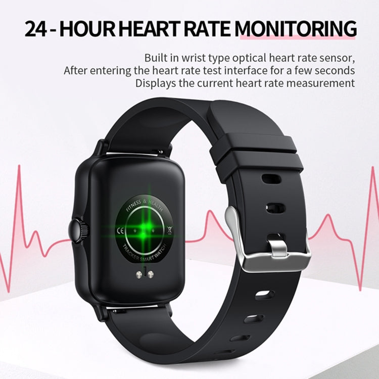 Black smartwatch with fitness sensor graphic on the screen