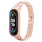 Rose gold diamond alloy watch strap with X-shaped link design for fitness tracker
