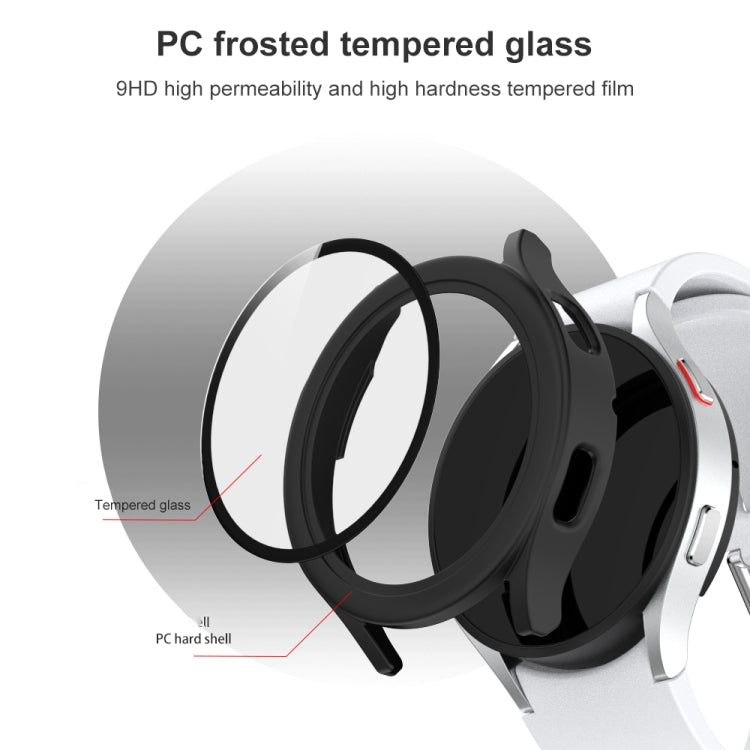 Frosted PC + Tempered Glass Film Integrated Protective Case, For Samsung Galaxy Watch4 40mm, For Samsung Galaxy Watch4 44mm