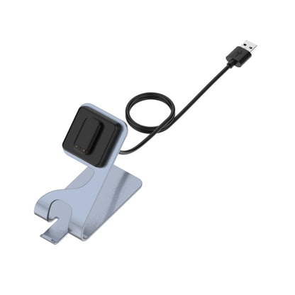 Grey magnetic metal charger holder with USB cable and charging dock for smartwatch