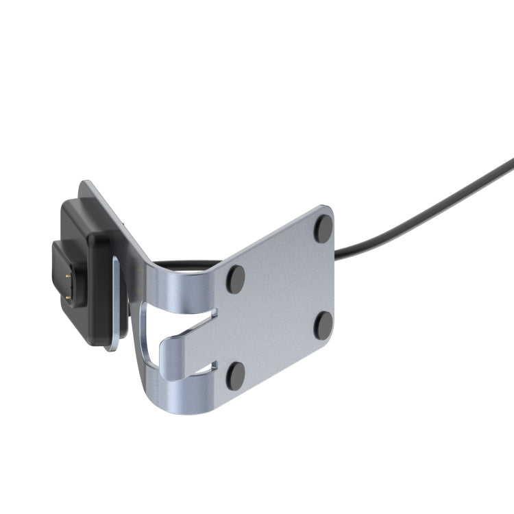 Grey metal magnetic charger holder bracket with mounting clips and charging port