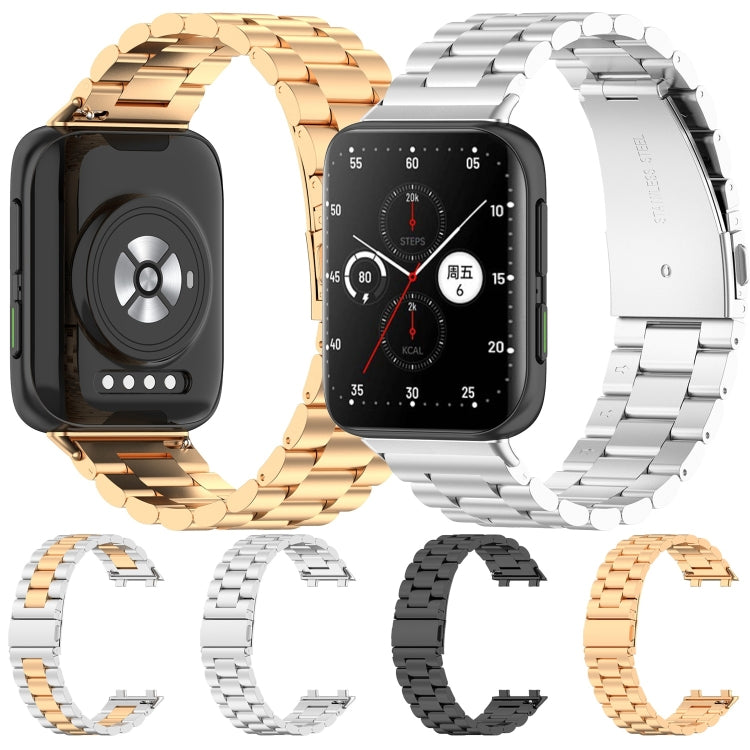 Stainless Steel Three-beads Replacement Strap Watchband, For OPPO Watch 2 42mm, For OPPO Watch 2 46mm
