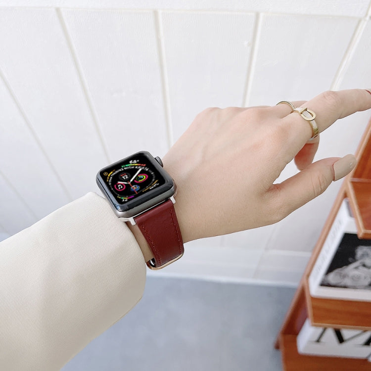 Classic Buckle Leather Replacement Strap Watchband For Apple Watch Series, 7 41mm / 6&SE&5&4 40mm / 3&2&1 38mm, 7 45mm / 6&SE&5&4 44mm / 3&2&1 42mm