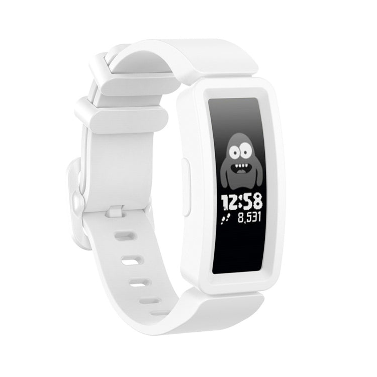 White silicone replacement smartwatch strap with clasp buckle for Fitbit Inspire HR/Ace 2