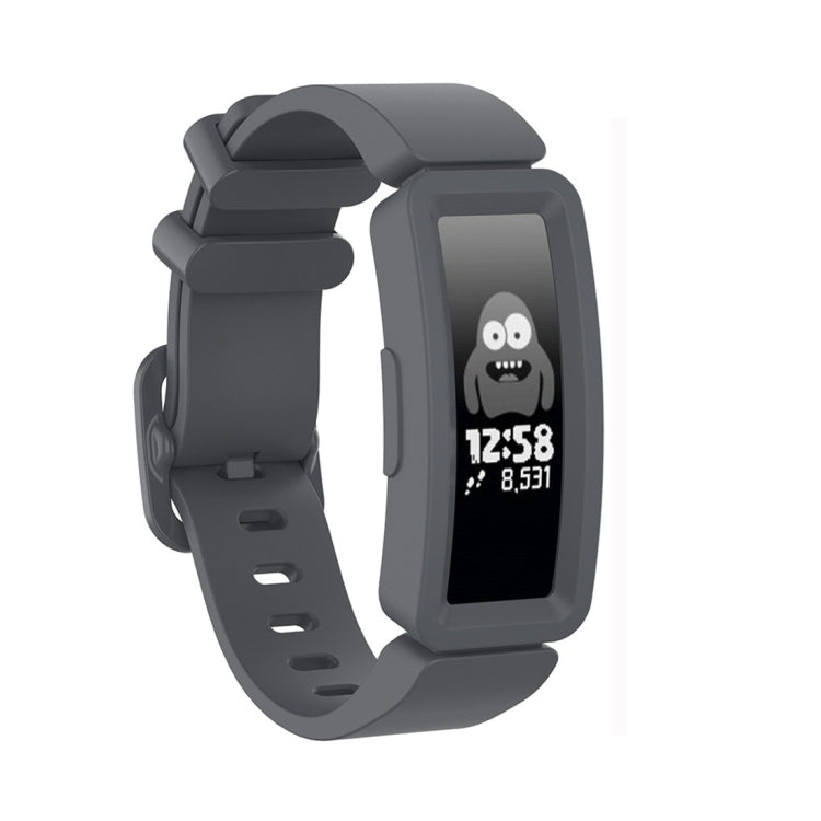Grey silicone replacement smartwatch strap with clasp buckle for Fitbit Inspire HR/Ace 2