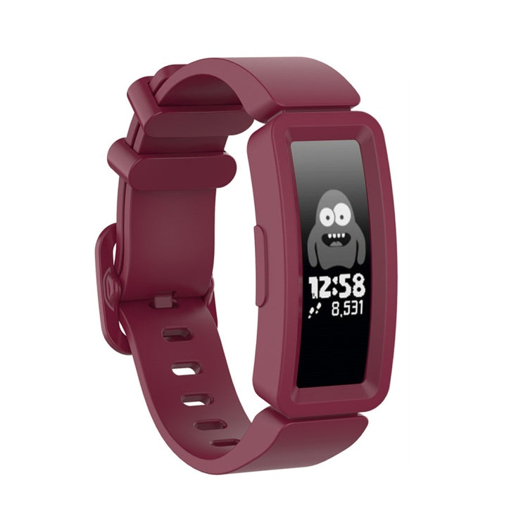 Wine red silicone replacement smartwatch strap with clasp buckle for Fitbit Inspire HR/Ace 2