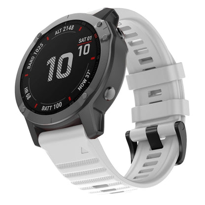 White silicone smartwatch replacement strap with adjustable buckle and vented holes