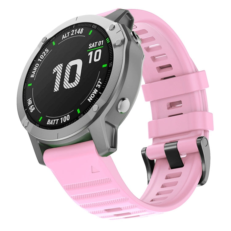 Pink silicone smartwatch replacement strap with adjustable buckle and vented holes