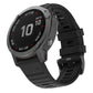 Black silicone smartwatch replacement strap with adjustable buckle and vented holes