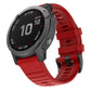 Red silicone smartwatch replacement strap with adjustable buckle and vented holes