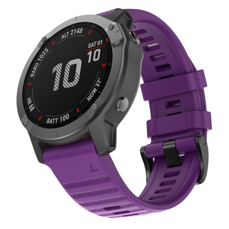 Silicone smartwatch replacement strap, purple with buckle and perforated holes