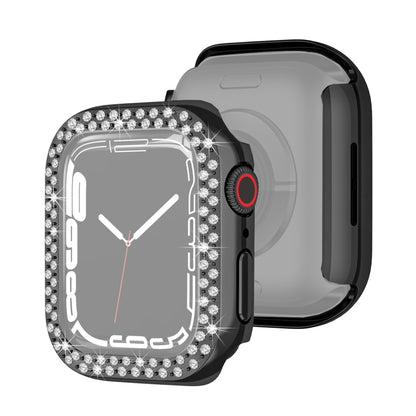 Electroplating PC Double Rows Diamond Protective Case For Apple Watch Series, For Apple Watch Series 9 / 8 / 7 41mm, For Apple Watch Series 9 / 8 / 7 45mm
