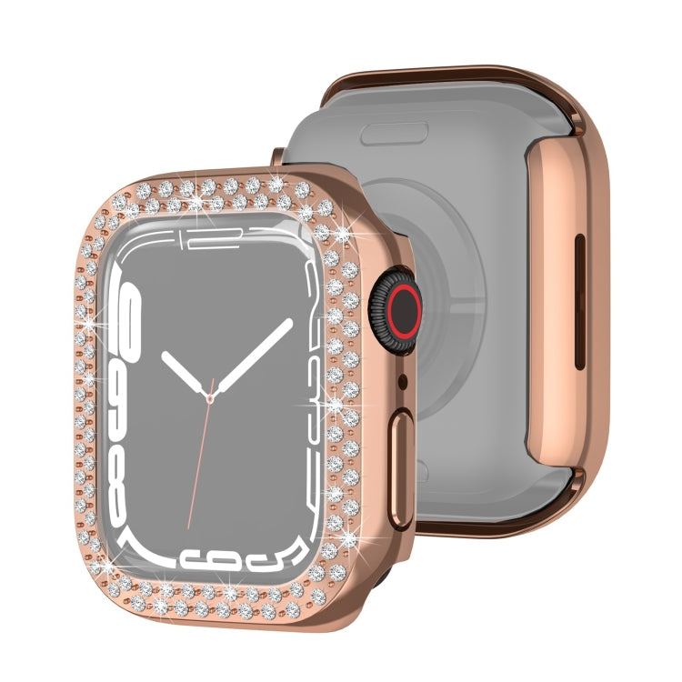 Electroplating PC Double Rows Diamond Protective Case For Apple Watch Series, For Apple Watch Series 9 / 8 / 7 41mm, For Apple Watch Series 9 / 8 / 7 45mm