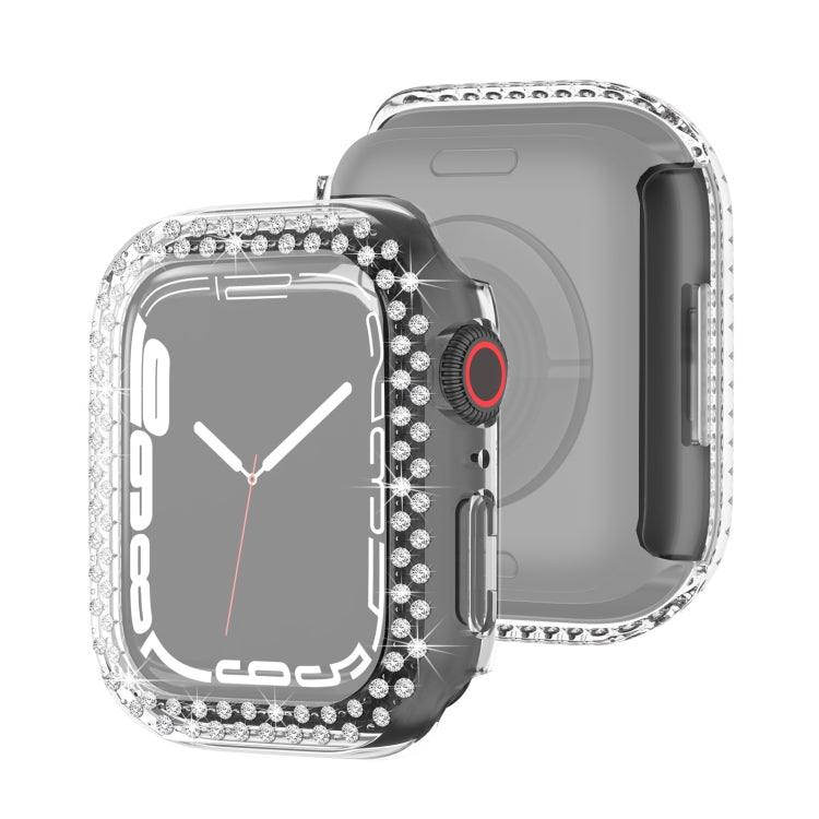 Electroplating PC Double Rows Diamond Protective Case For Apple Watch Series, For Apple Watch Series 9 / 8 / 7 41mm, For Apple Watch Series 9 / 8 / 7 45mm
