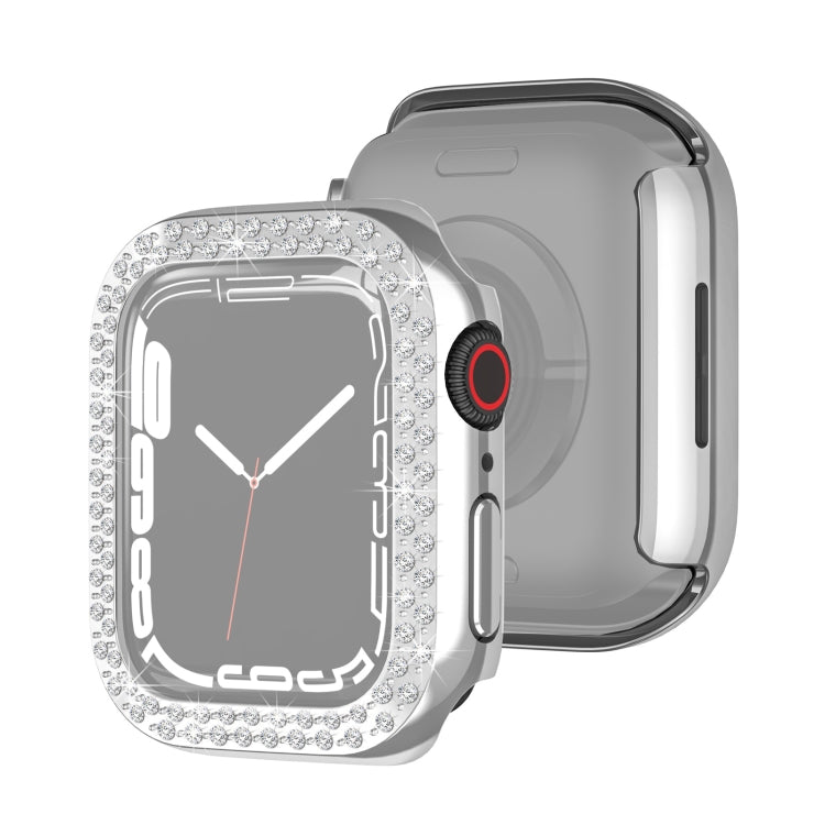 Electroplating PC Double Rows Diamond Protective Case For Apple Watch Series, For Apple Watch Series 9 / 8 / 7 41mm, For Apple Watch Series 9 / 8 / 7 45mm