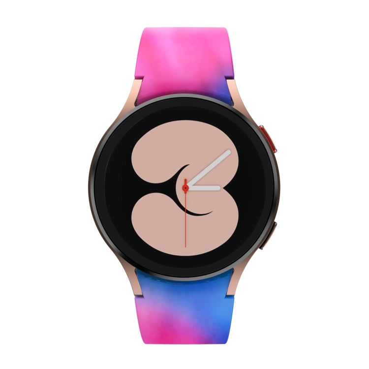 Gradient silicone smartwatch strap with printed watch face and rose-gold buckle