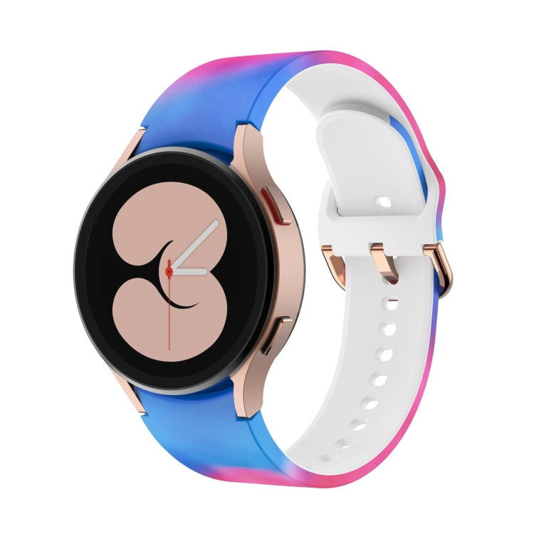 Gradient silicone watch strap with printed watch face, rose-gold buckle and white pin holes