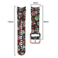 Silicone watch strap with colorful skull and flower print, black base