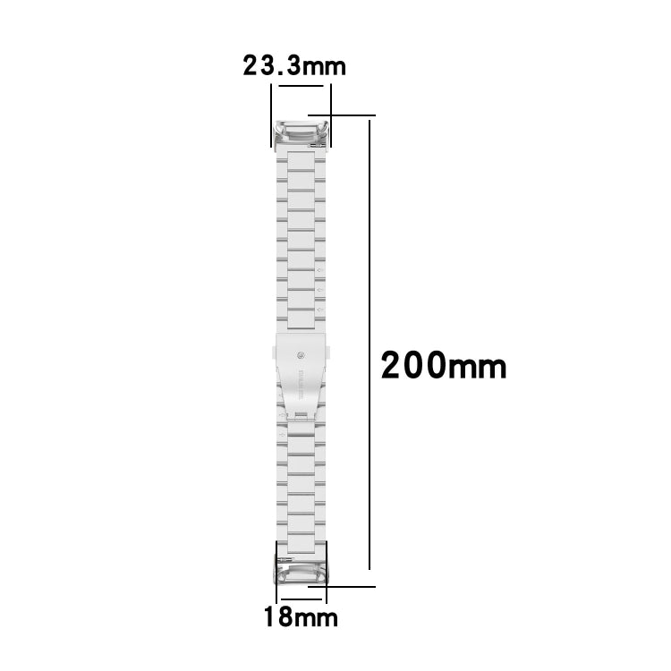 For Fitbit Charge 5 Three-bead Stainless Steel Replacement Strap Watchband