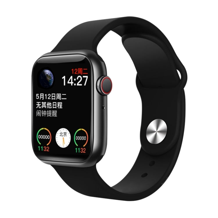 Black smartwatch with 1.44in touch screen showing time and icons