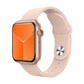 Pink smartwatch with 1.44in touch screen showing analog-style watch face