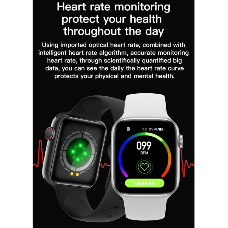 Black and white smartwatches showing heart-rate monitoring screens