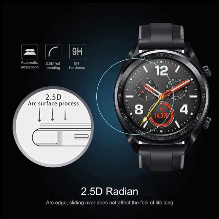 2.5D curved 22mm tempered glass screen protector on a round smartwatch display